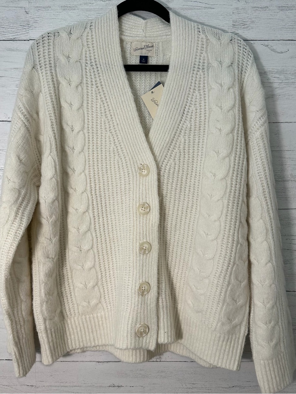 Universal Thread NWT oversized Cream Cable-Knit Button Cardigan Sweater